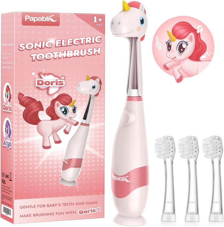 Papablic Cepillo de Dientes Eléctrico Sónico para Niños Pequeños de...