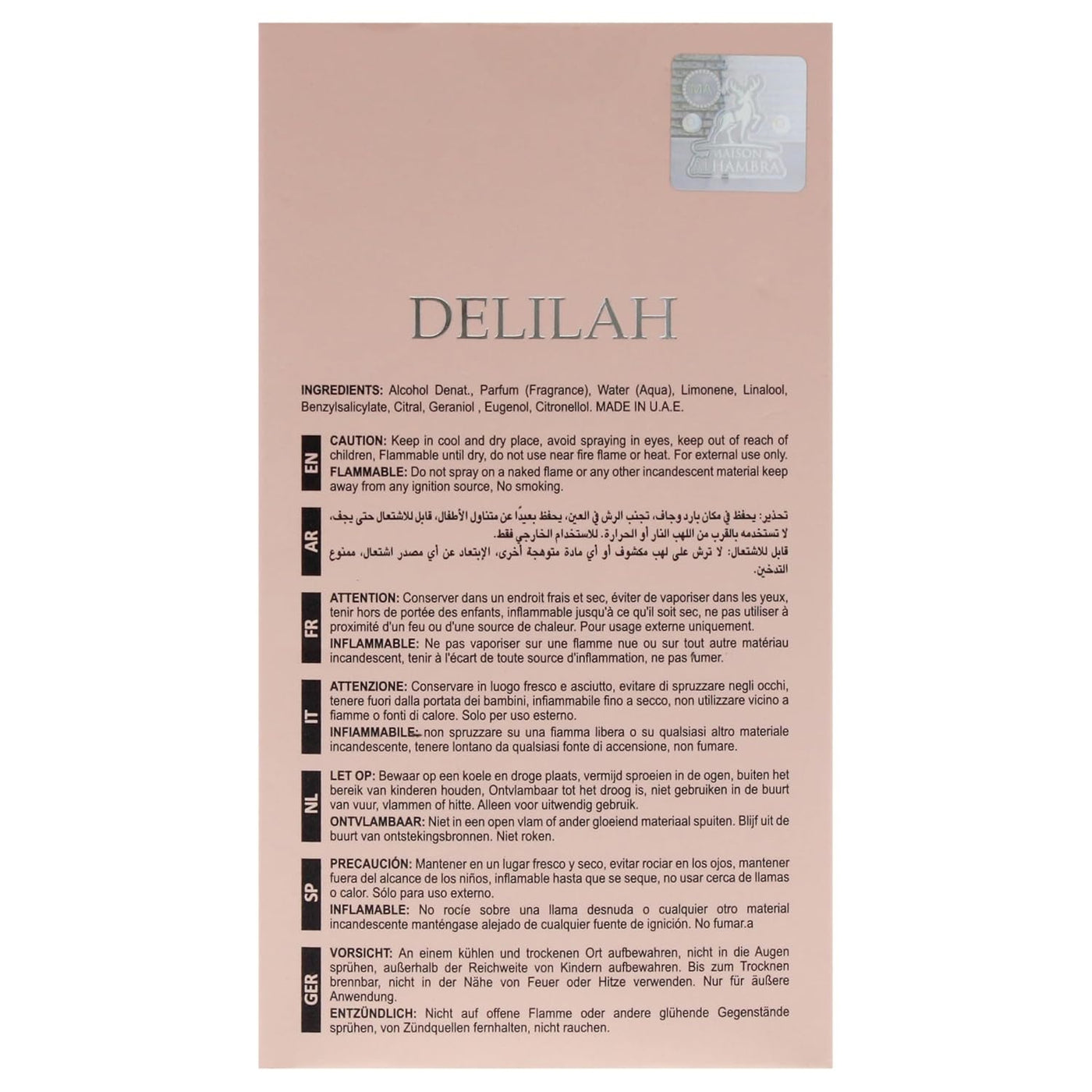 Lattafa Maison Alhambra Delilah para mujer Agua de perfume en aeros...