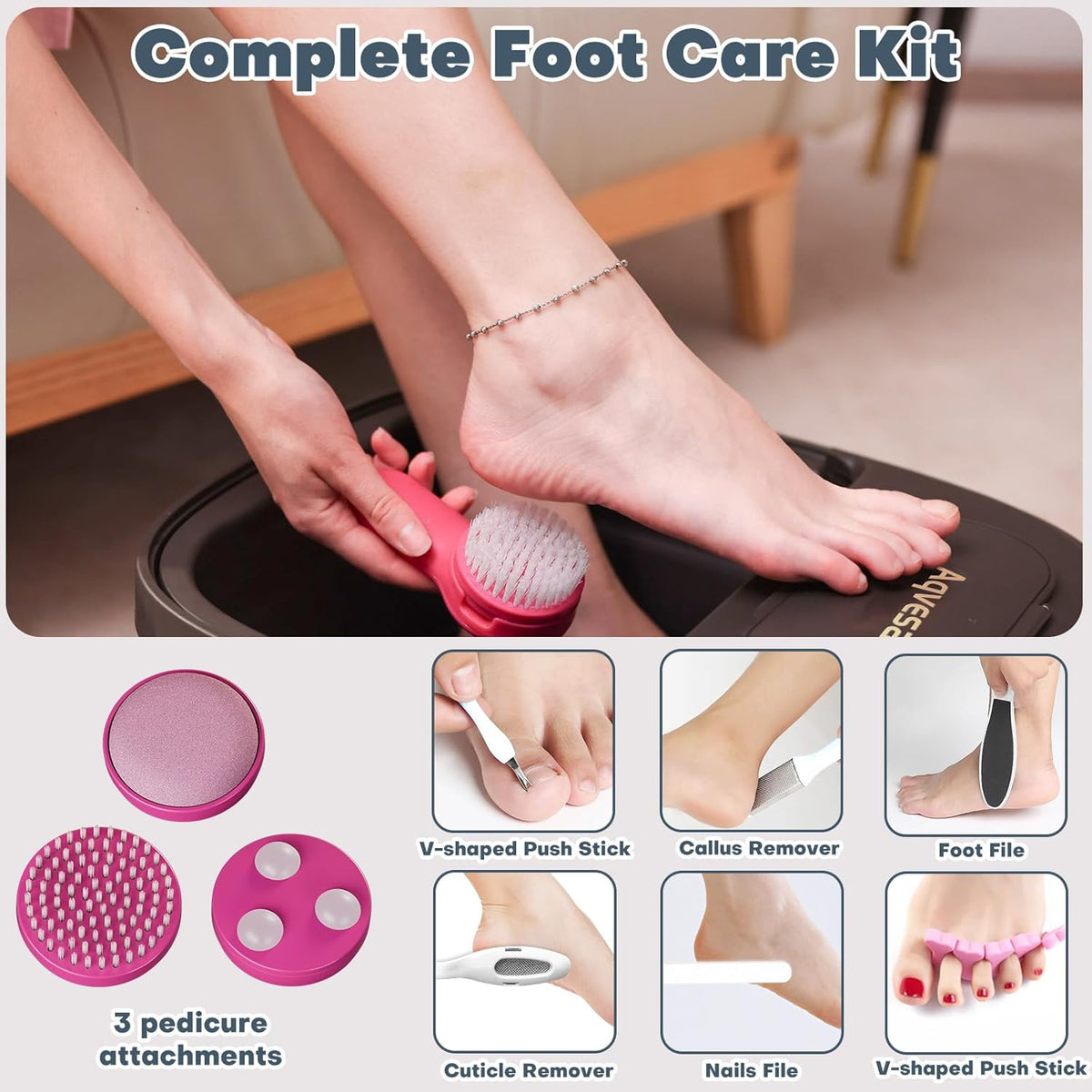 Aqvesane Lavabo Plegable para los Pies, Masajeador de Baño de Spa c...