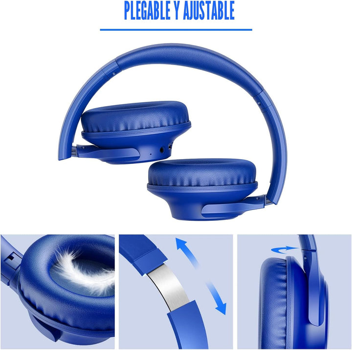 KVIDIO Auriculares Bluetooth sobre la oreja, 65 horas de reproducci...