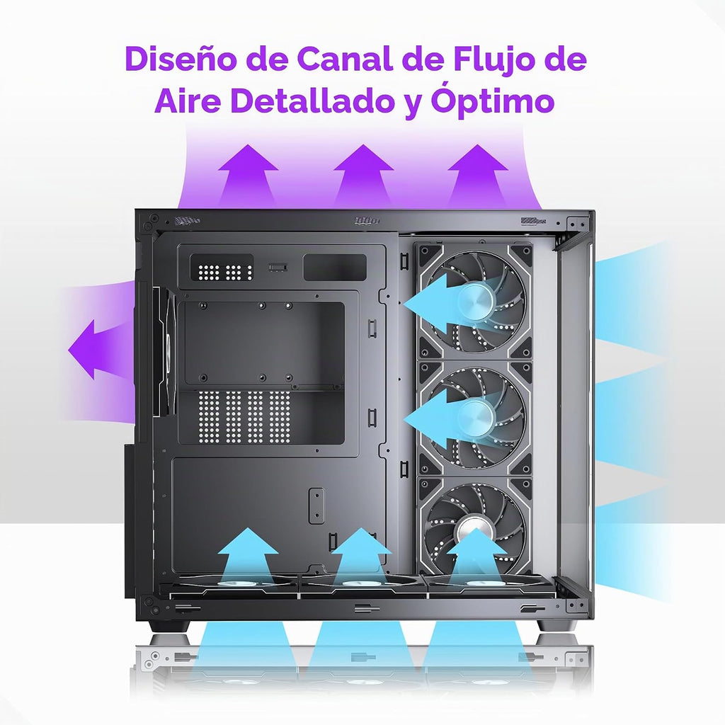 MUSETEX Y6 Funda de PC, 7 ventiladores, 16.73 pulgadasD x 10.83 pulgadasW x 15.67 pulgadasH
