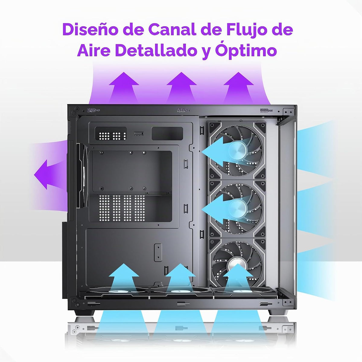 MUSETEX Y6 Funda de PC, 7 ventiladores Infinity Mirror PWM ARGB pre...