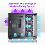 MUSETEX Y6 Funda de PC, 7 ventiladores Infinity Mirror PWM ARGB pre...
