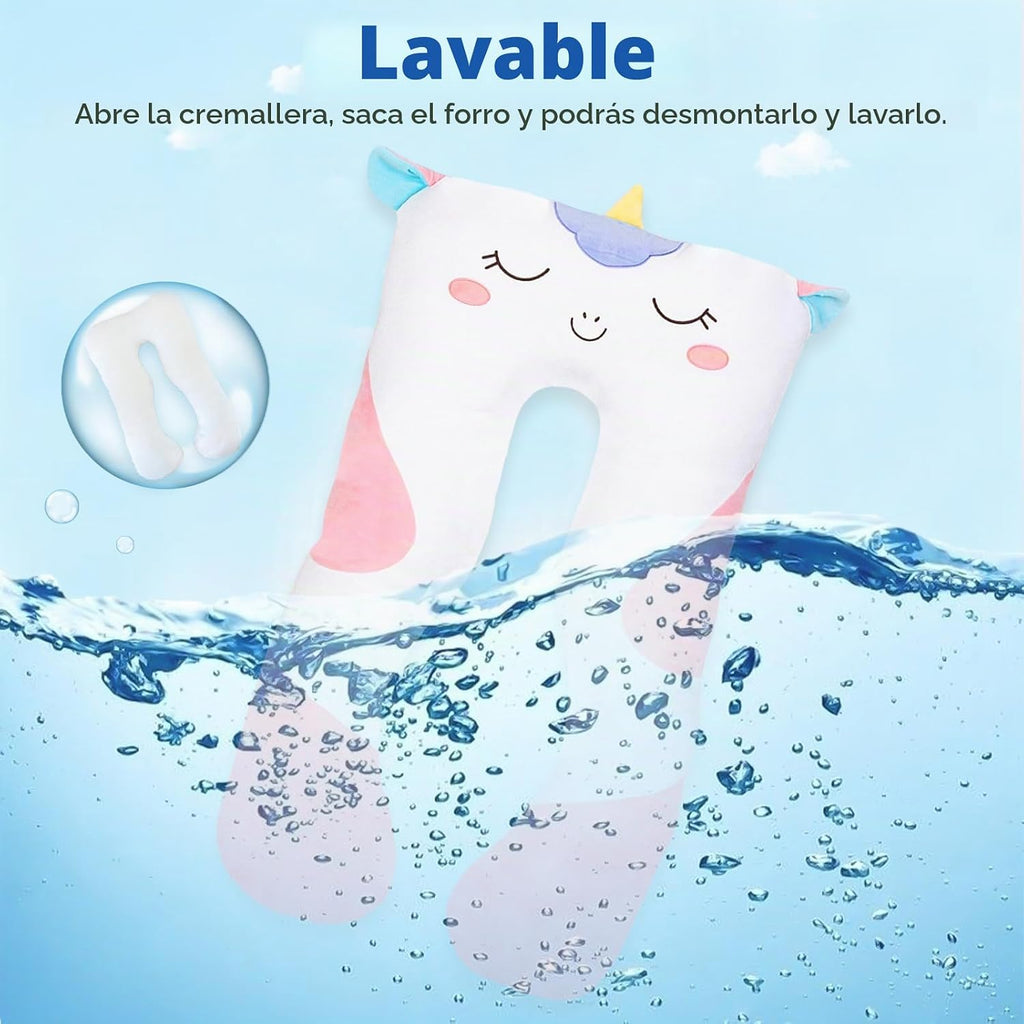 Almohadas corporales largas de felpa en forma de U de 47x23 pulgadas para niños, almohada grande y suave de animal de peluche unicornio para dormir, peluches grandes y lindos, funda lavable