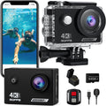 Cámara de acción 4K30fps con tarjeta SD de 64G, cámara HD impermeable de 131 pies, Negro