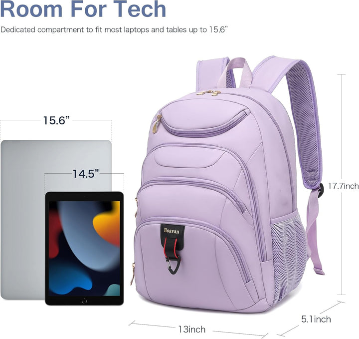 Mochila para laptop Boavan para hombre (Negro, 15.6), Orquídea, púr...