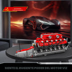 Mould King Kit de modelo de motor V12 que funciona – Juego de bloques de construcción de mini motores motorizados con batería y cambio de marchas, juguete STEM de construcción de automóviles para adultos, kit de ingeniería mecánica de bricolaje (más de