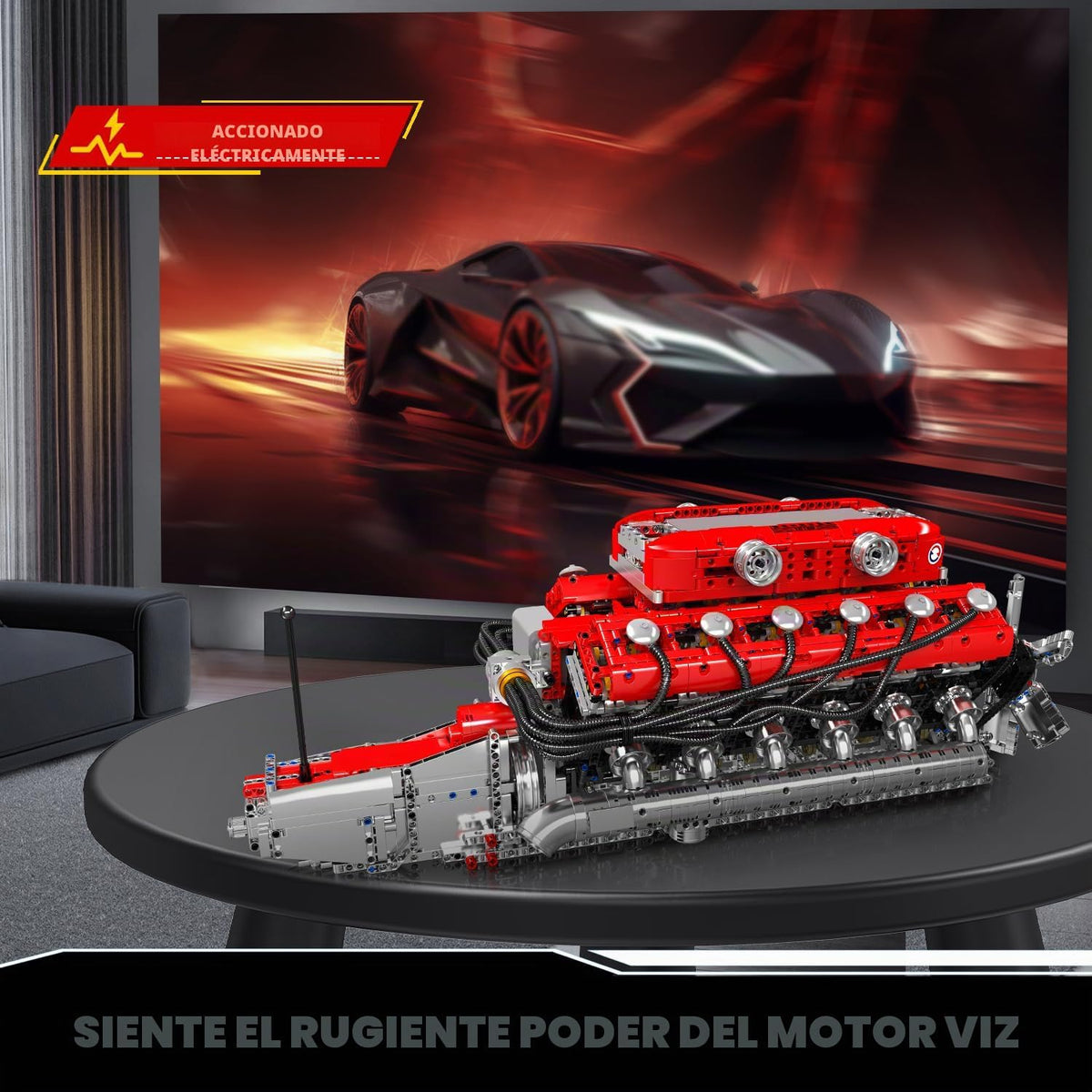 Mould King Kit de modelo de motor V12 que funciona – Juego de bloques de construcción de mini motores motorizados con batería y cambio de marchas, juguete STEM de construcción de automóviles para adultos, kit de ingeniería mecánica de bricolaje (más de