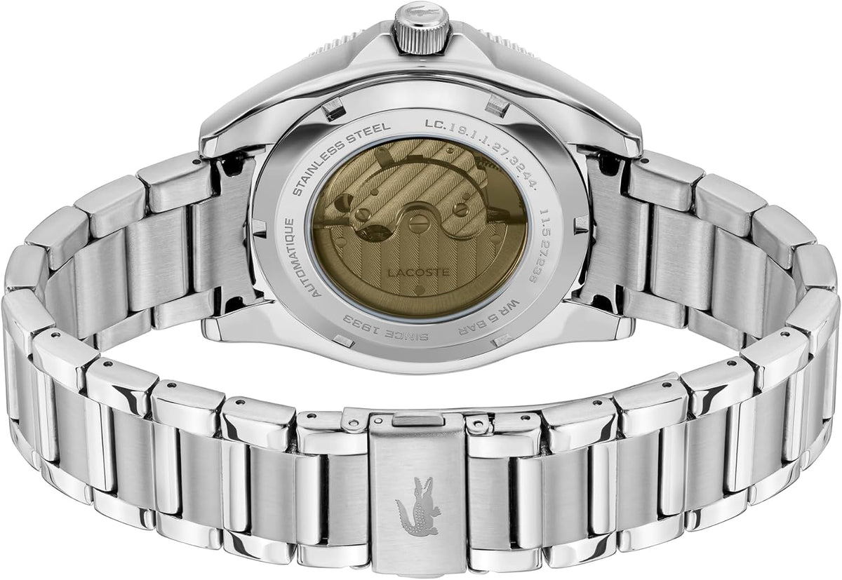 Lacoste Mainsail - Reloj automático para hombre, pulsera de acero inoxidable, clásico, elegante Timepice, regalo para él