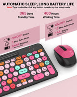 Colorido combo de teclado y mouse inalámbricos, teclas redondas, te...