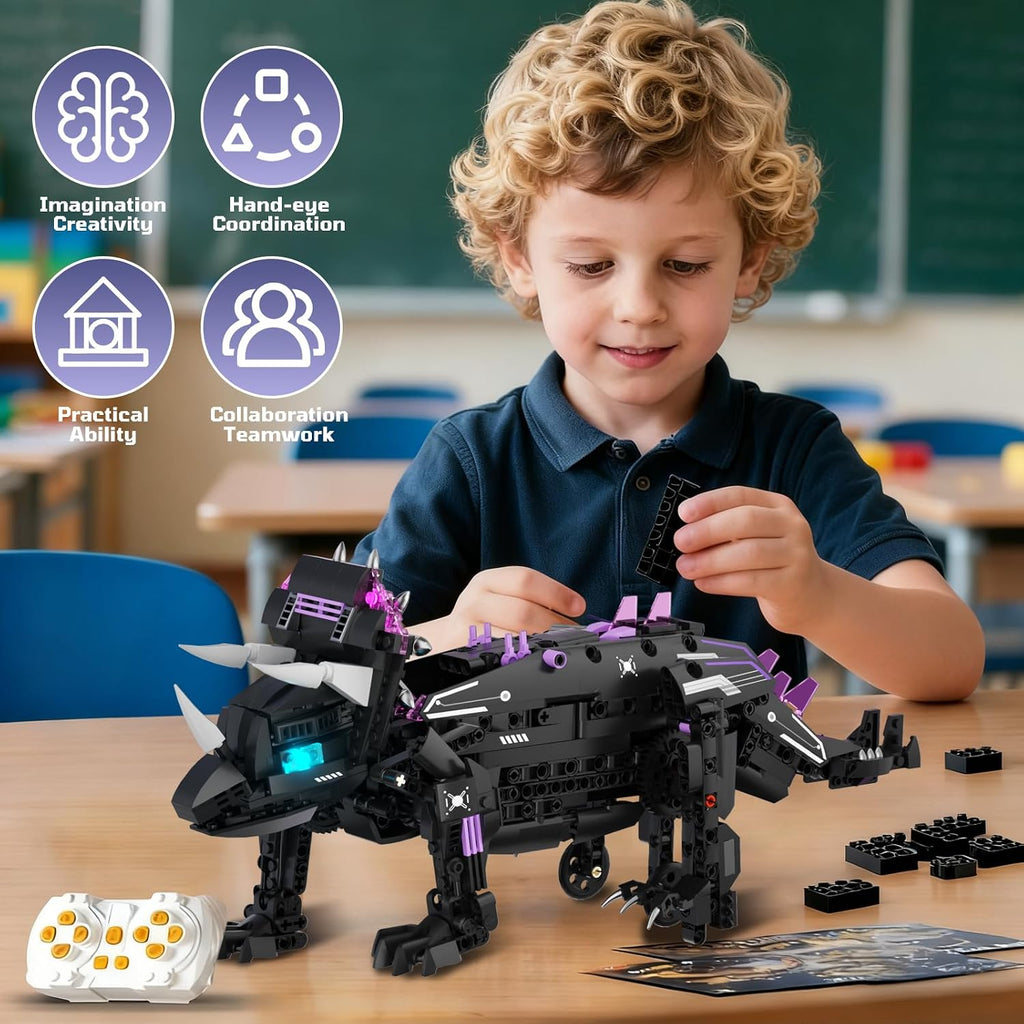 DOLIVE STEM - Kits de construcción de dinosaurios 5 en 1 para niños de 8 a 14 años, juguete de figuras de dinosaurio con control remoto y control por aplicación, regalo de cumpleaños para 8, 9, 10, 11