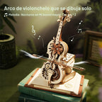 ROKR Rompecabezas 3D para adultos, a escala 1:5, kit de modelo de violonchelo con base, 199 piezas, caja de música de madera, kit de construcción, regalo de escritorio para hombres, mujeres