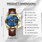 OLEVS Reloj de vestir de cuero para hombre, casual, cuarzo, marrón, pulsera, con fecha