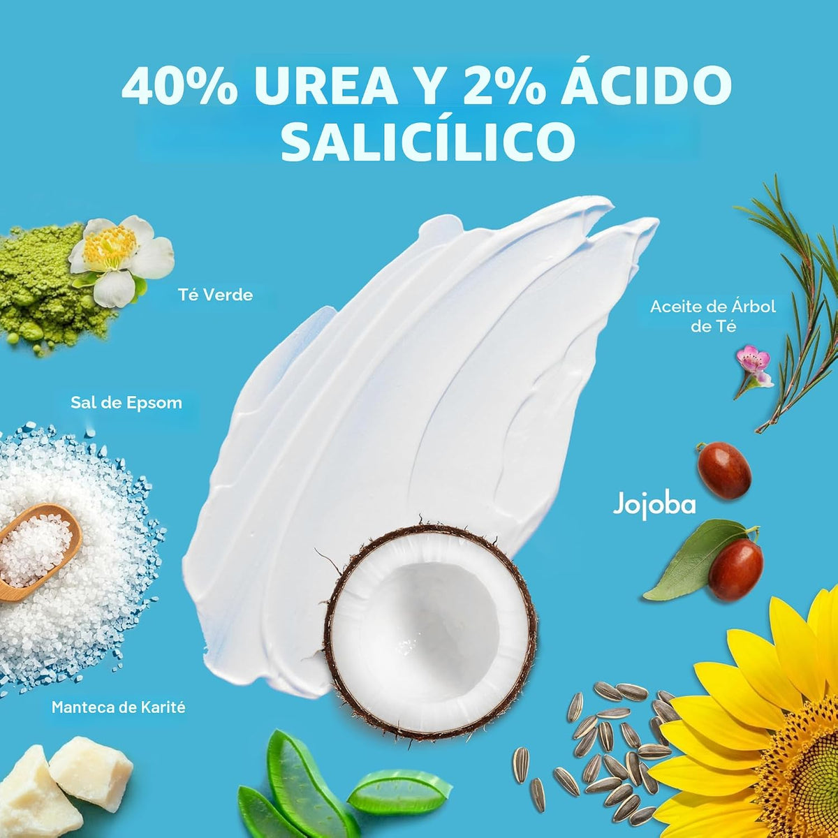 Ebanel Crema de urea 40% más ácido salicílico 2%, crema para pies p...