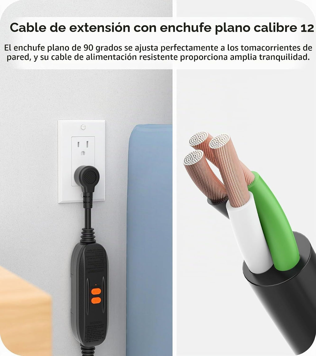 CCCEI Regleta de alimentación resistente calibre 12, GFCI, 8 puertos. Gris