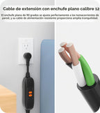 CCCEI Regleta de protección contra sobretensiones de alta resistencia con interruptores individuales de 20 amperios. Extensor industrial GFCI de múltiples tomas de corriente Cable de extensión de
