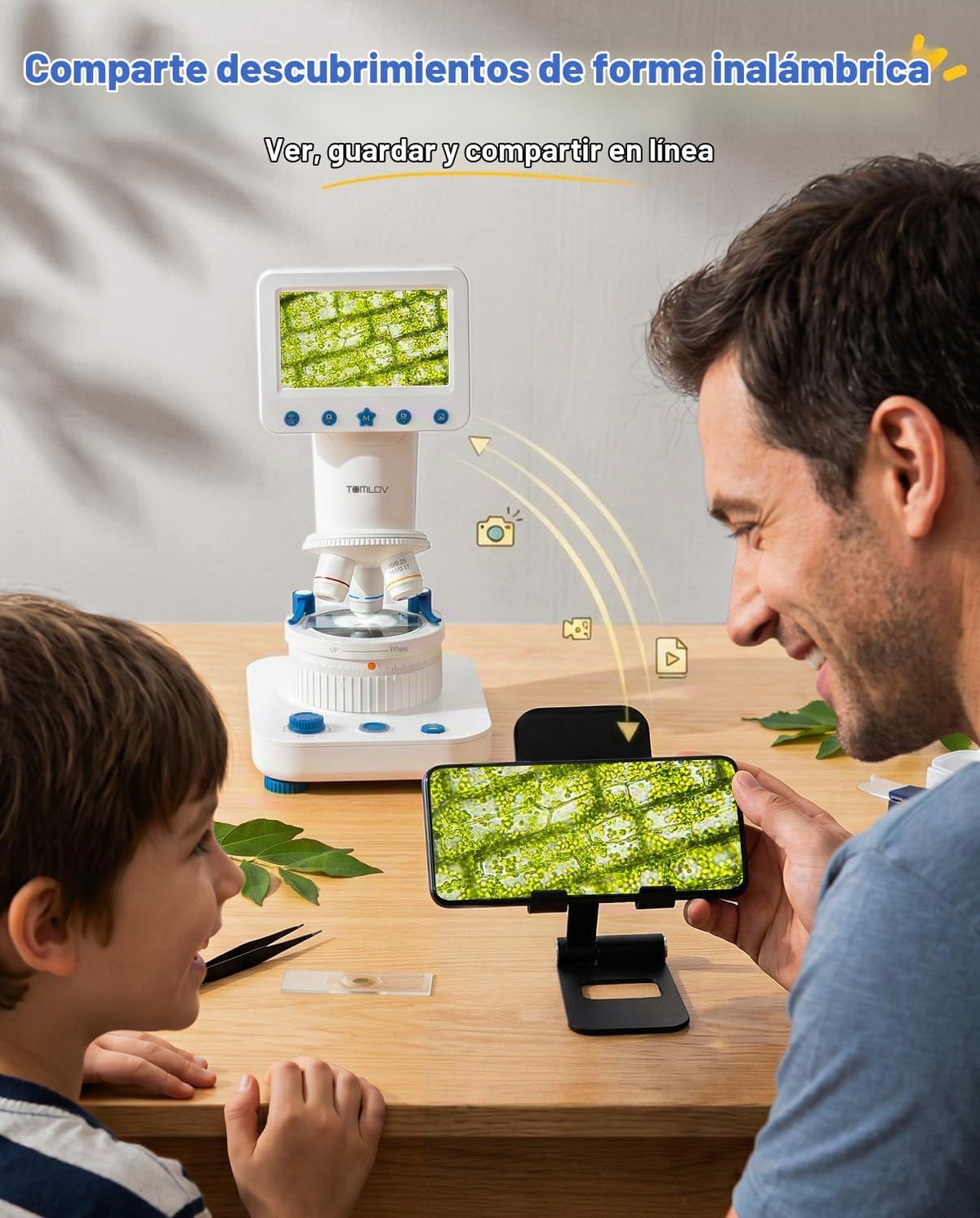 TOMLOV DM302K Microscope para Niños, 800X Kit de Ciencia, Pantalla de 4.3"  Juguete STEM