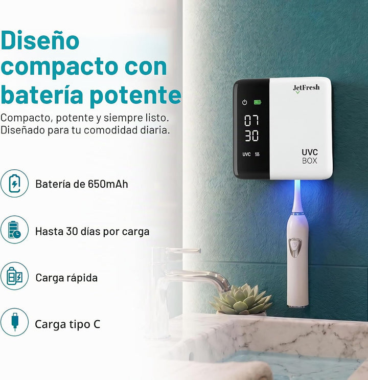 Soporte Desinfectante UV para Cepillo de Dientes y Limpiador con Pa...