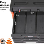 Klein Tools 54823MB MODbox Organizador de caja de herramientas de 3 cajones, almacenamiento de herramientas resistente, módulo apilable, capacidad de 50 libras