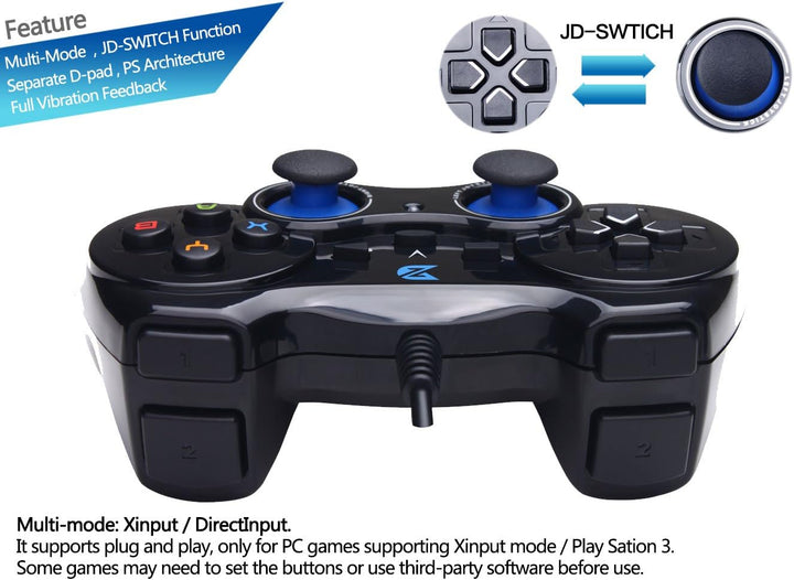 ZD-V control de juegos cableado con USB color negro para