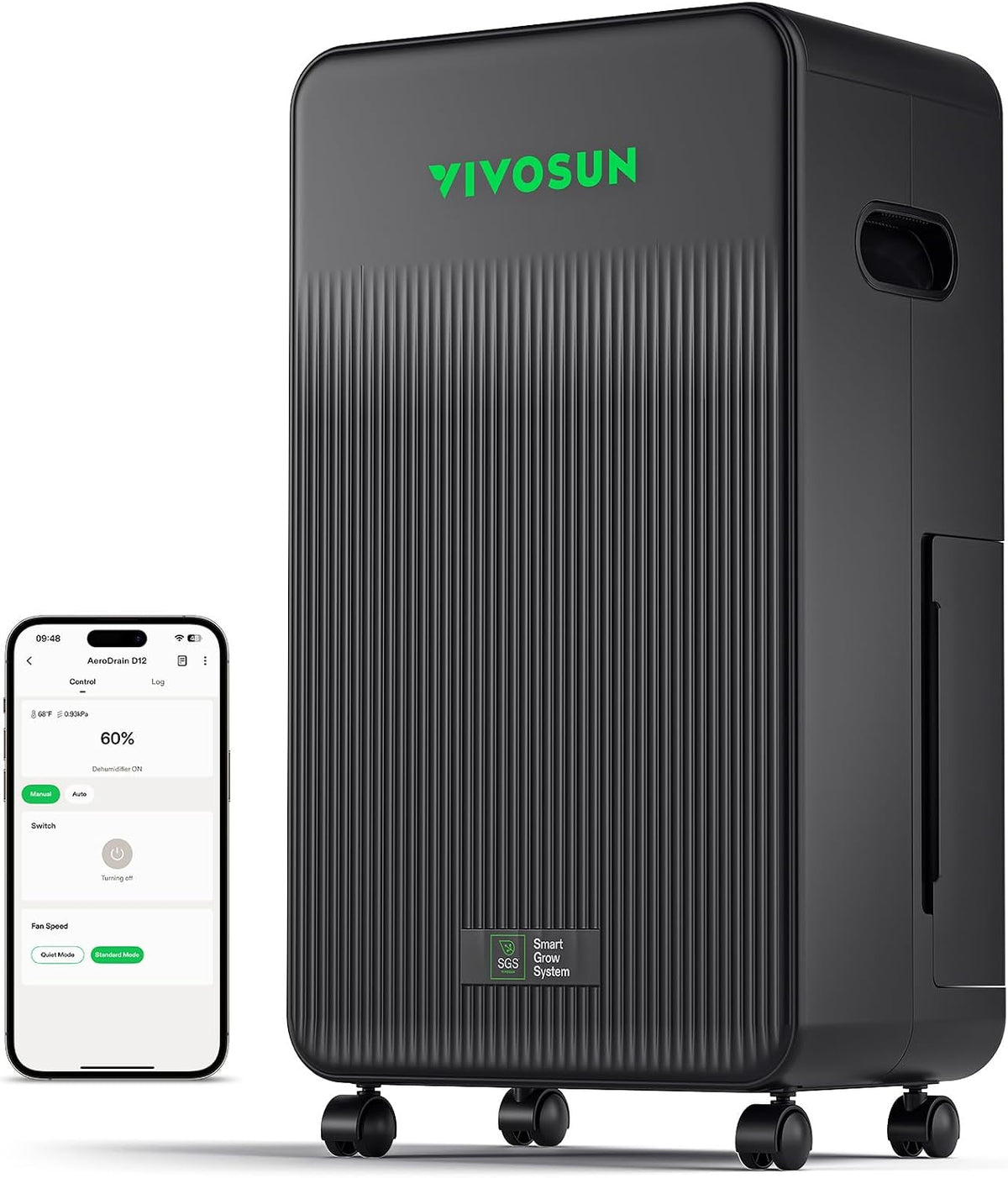 VIVOSUN Deshumidificador inteligente AeroDrain D12 de hasta 12L/día para