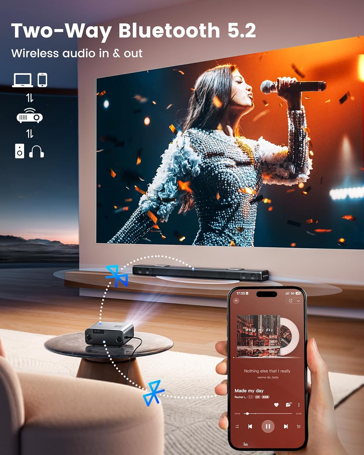 [Google TV oficial] Proyector inteligente 4K compatible con WiFi y...
