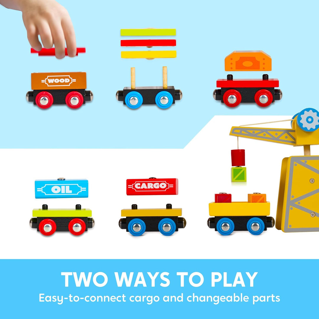 Montessori - Juego de tren de madera para niños 12 vagones