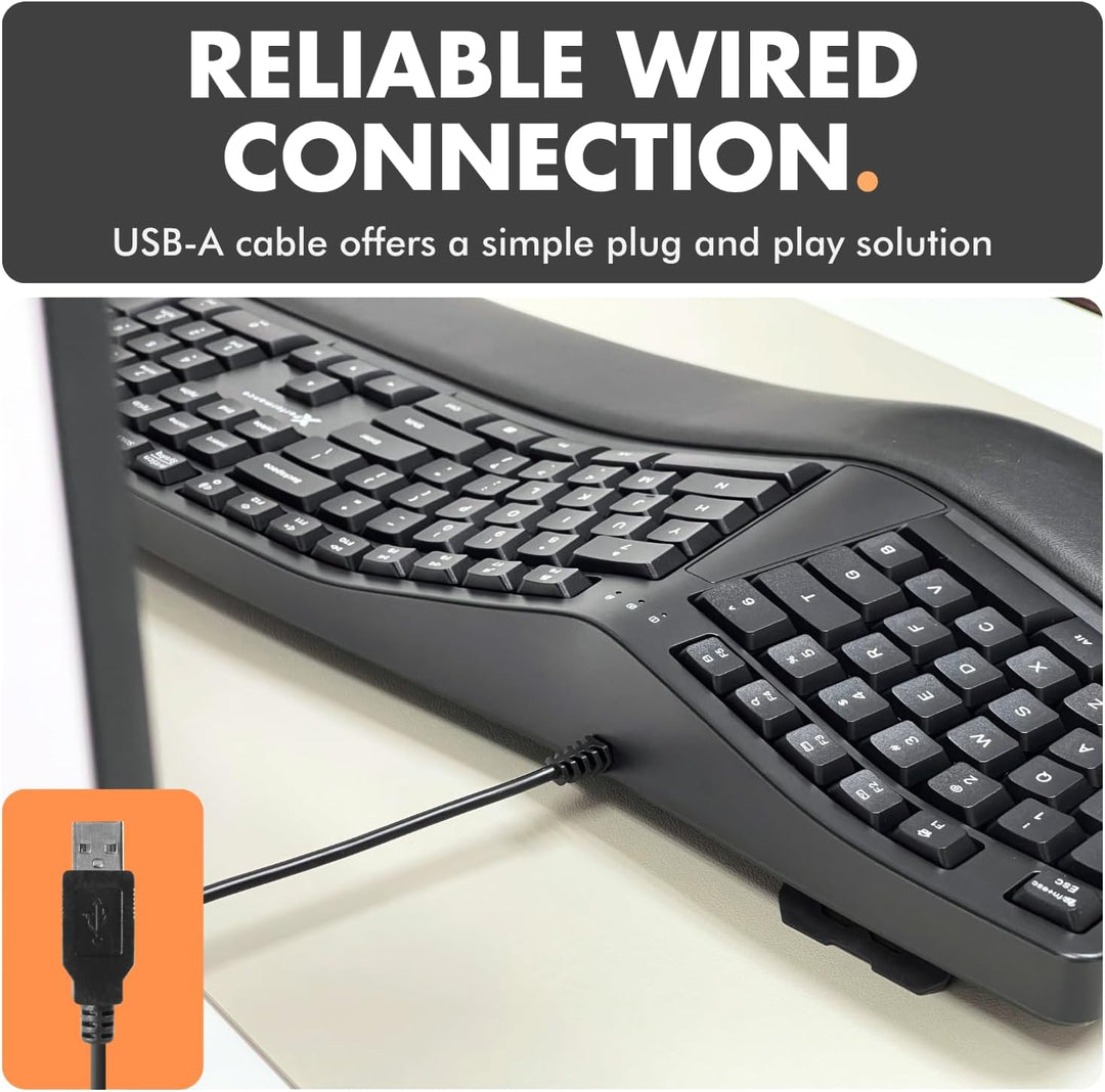 Teclado Ergonómico con Cable X9 con Reposamuñecas Acolchado - Escri...