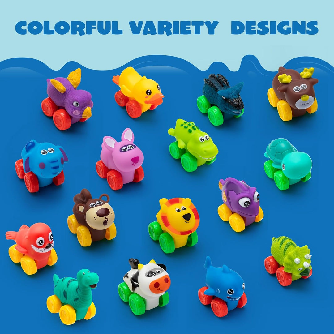 JOYIN Coches de Animales, Juguete de Set de Coches de Goma Suave, M...