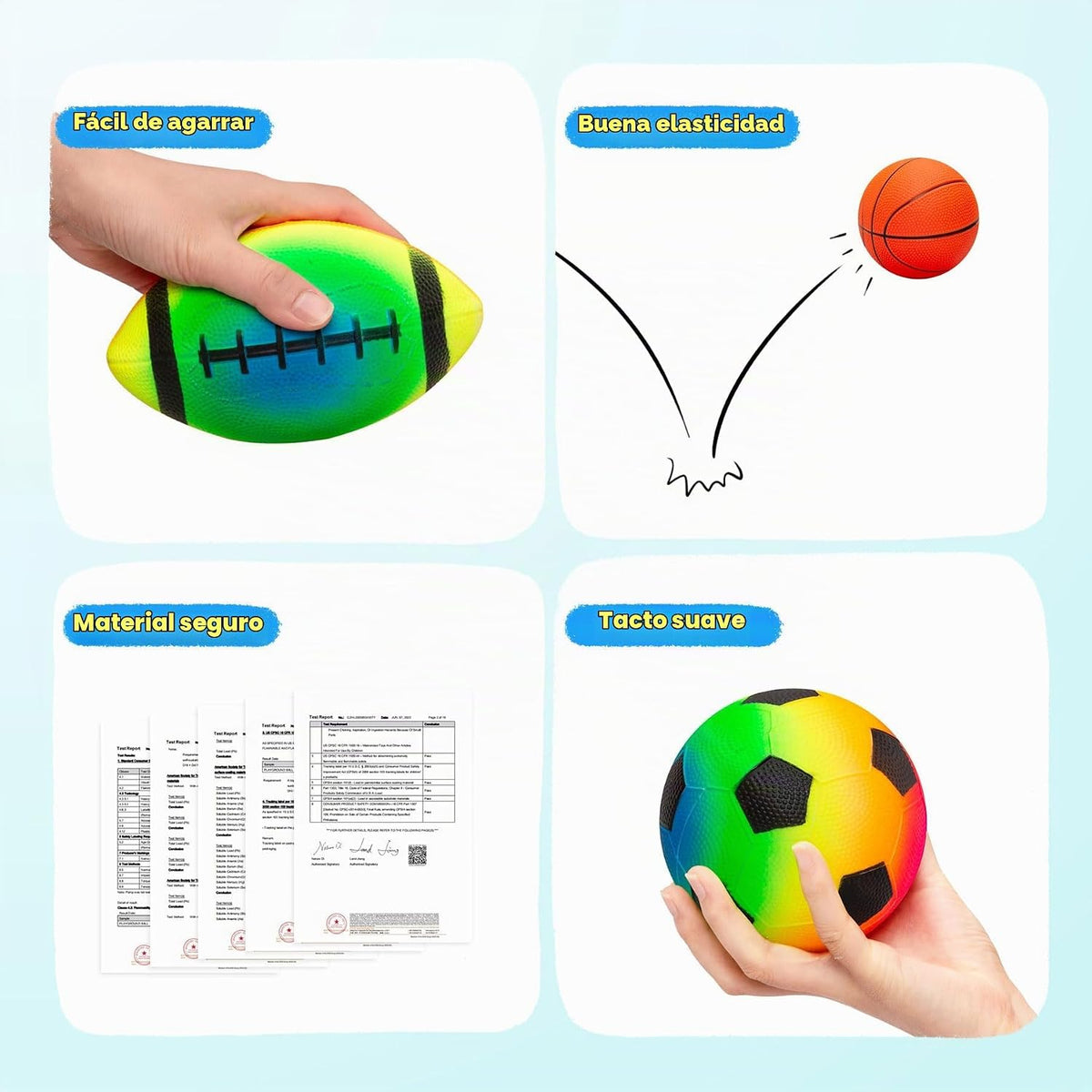 Juego de 7 bolas suaves para niños, juguetes deportivos al aire