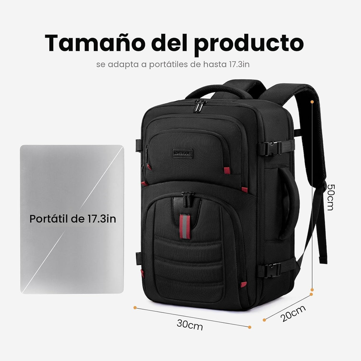 LOVEVOOK Mochila de viaje de 40L para hombres - Mochila de transporte