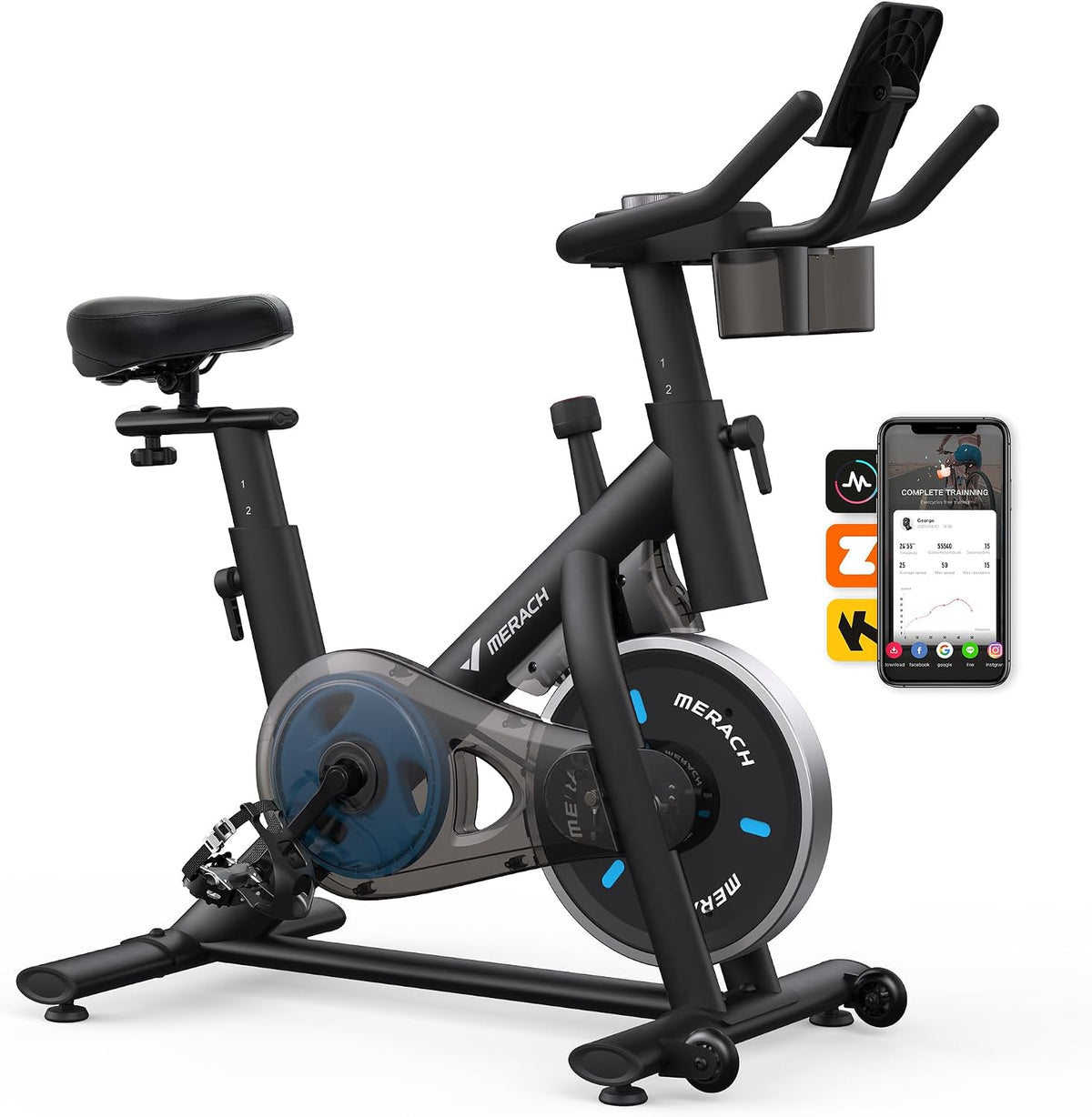 MERACH Bicicleta de ejercicio estática magnética para uso en casa con APP