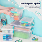 IRIS USA - Contenedores de almacenamiento de plástico de 6 cuartos con tapas, paquete de 4, contenedores sensoriales, almacenamiento de manualidades, organizadores y almacenamiento de manualidades,
