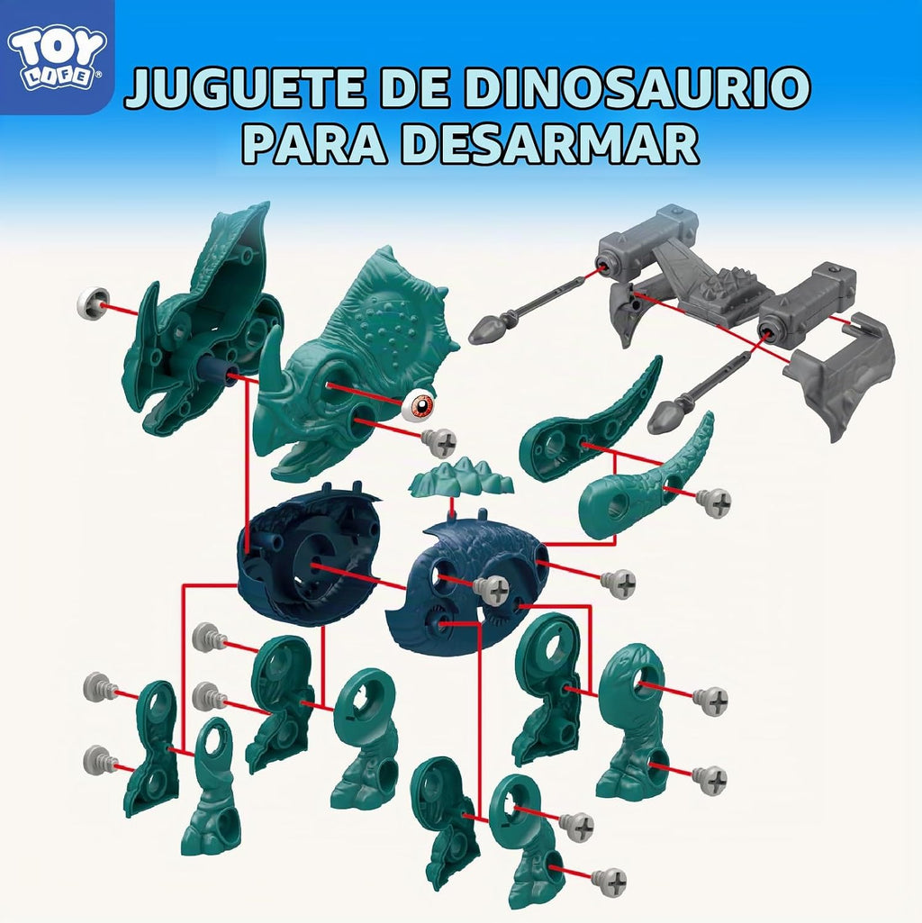 TOY Life Paquete de 3 juguetes de dinosaurio desmontables con herramienta
