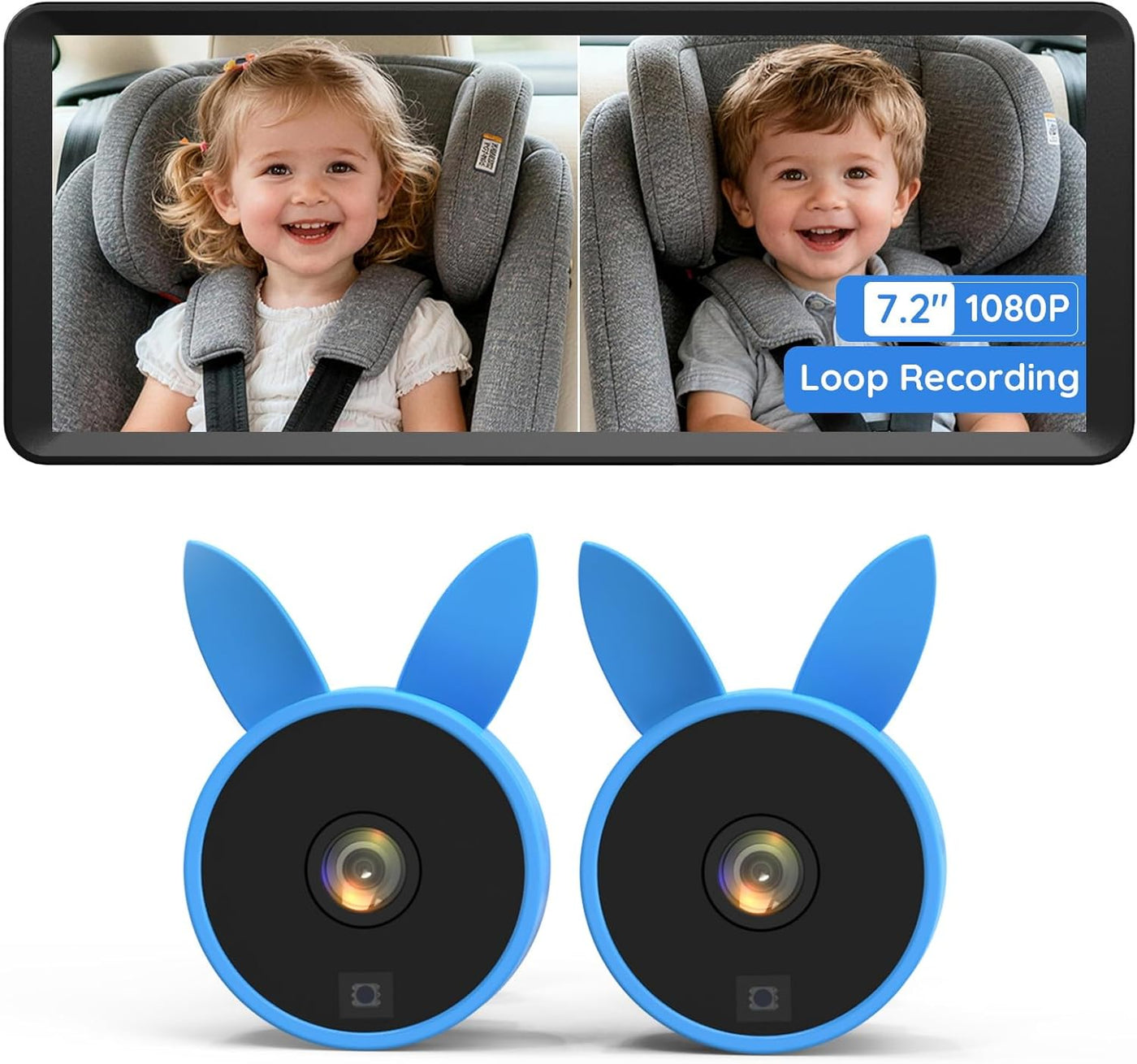 Luckview BM5PRO - Monitor de auto de doble cámara para bebé, pantal...