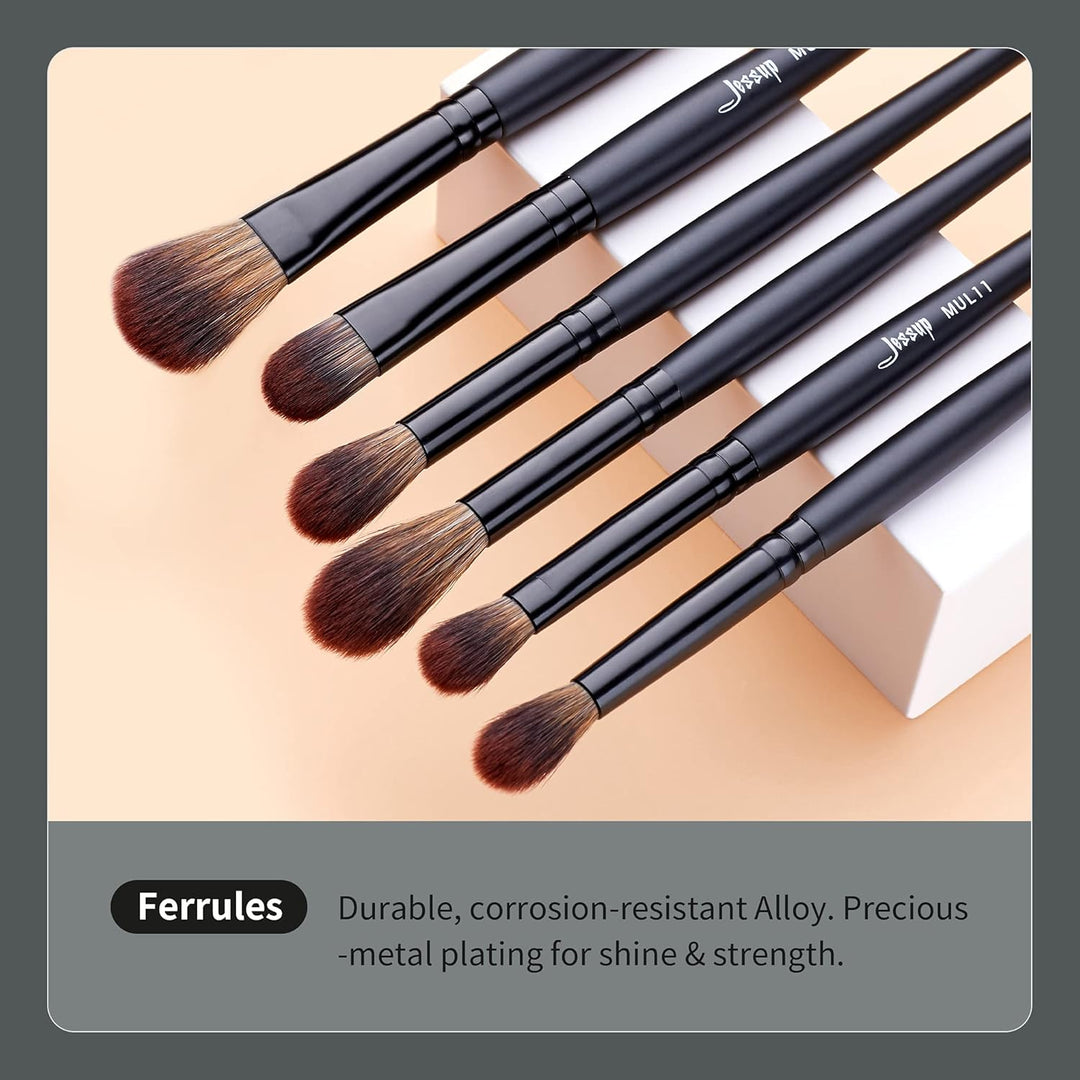 Jessup Juego de brochas de maquillaje veganas con corrector en polv...