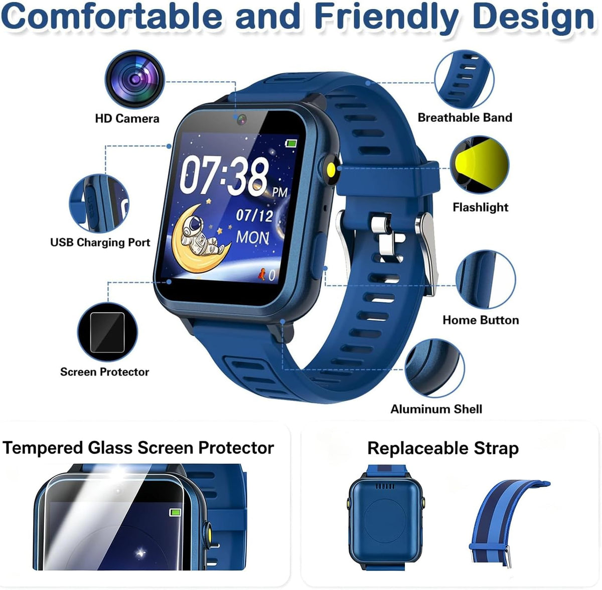 Cosjoype - Reloj inteligente para niños, con 39 juegos de rompecabezas