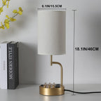 Lámpara Dreamholder - 2 lámparas de mesa con 3 puertos de carga USB, moderna lámpara de escritorio con toma de corriente alterna y soportes para teléfono, para dormitorio, sala de estar y oficina, dorado