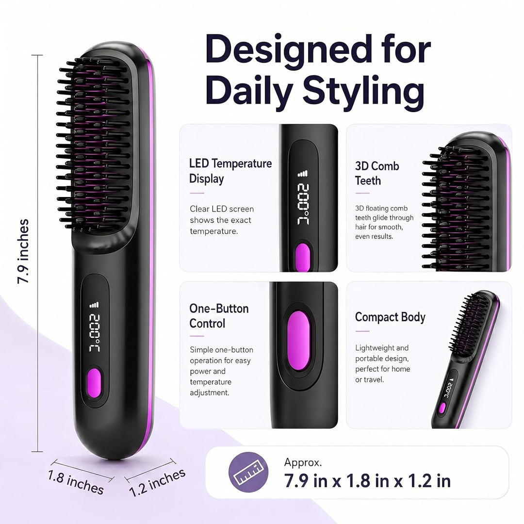 XUNIQ Go Brush Pro - Cepillo alisador de pelo inalámbrico, portátil...