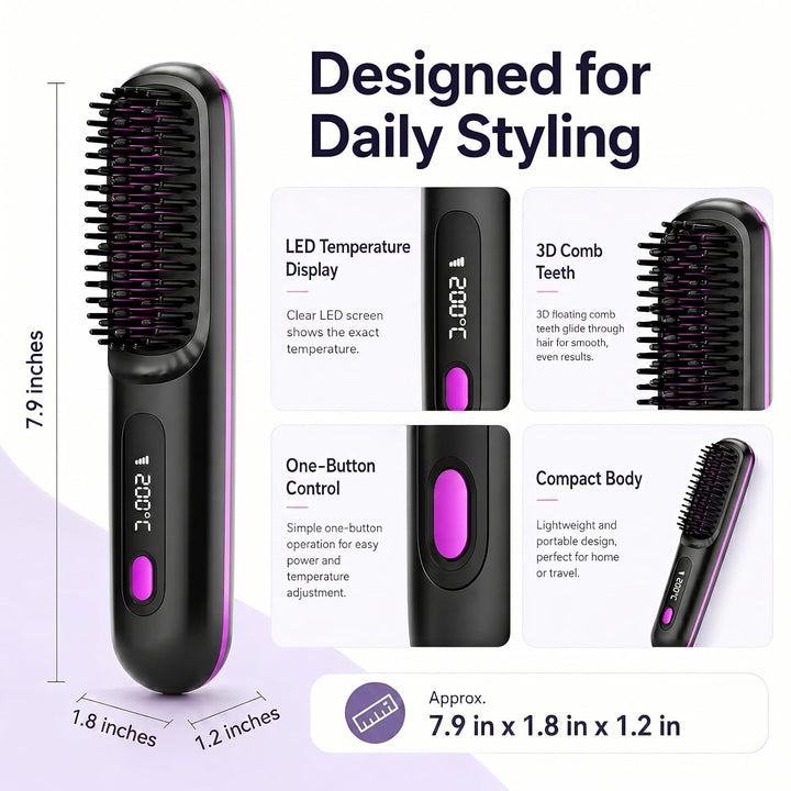 XUNIQ Go Brush Pro - Cepillo alisador de pelo inalámbrico, portátil...