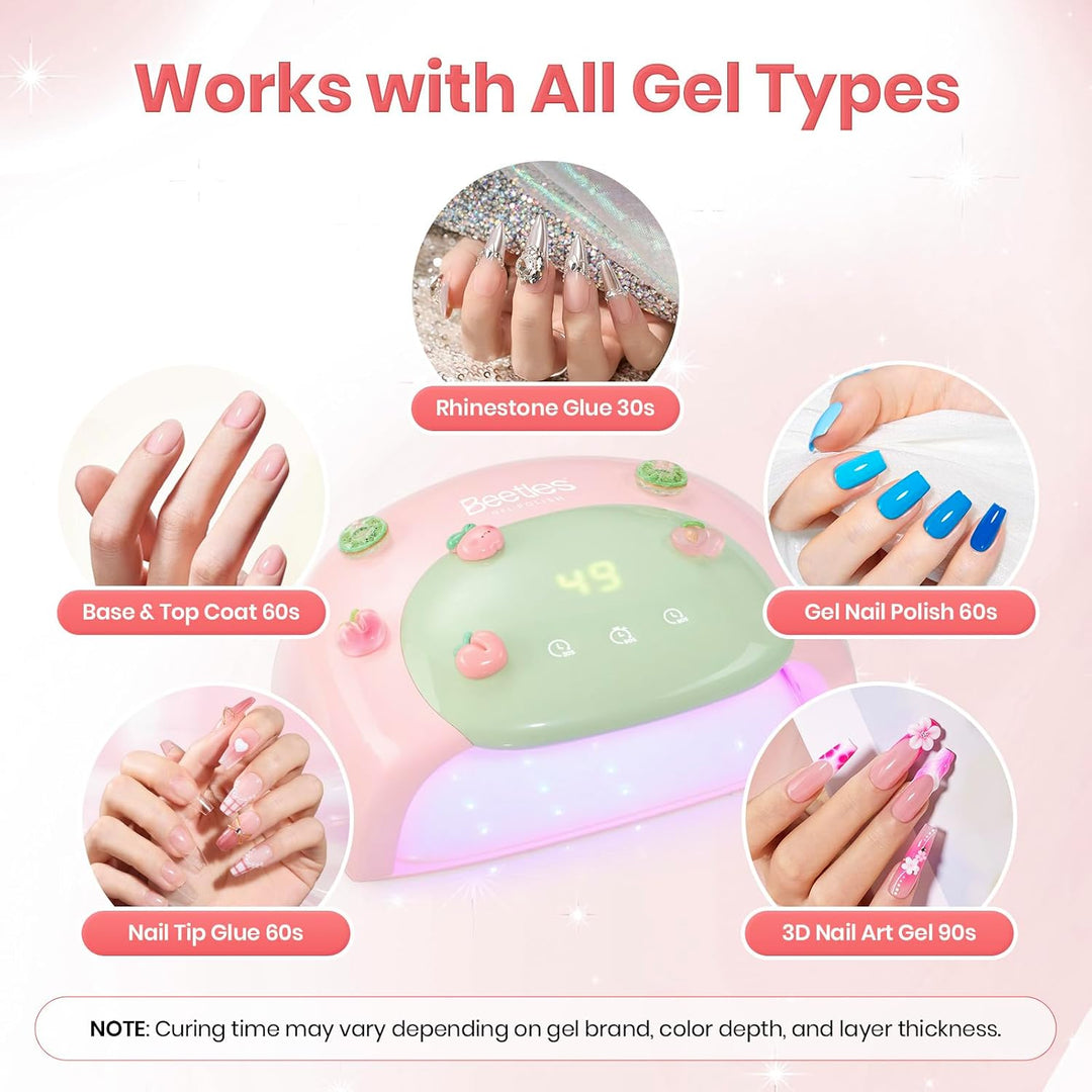 Beetles - Lámpara de uñas UV, luz de uñas de gel rosa caramelo con...