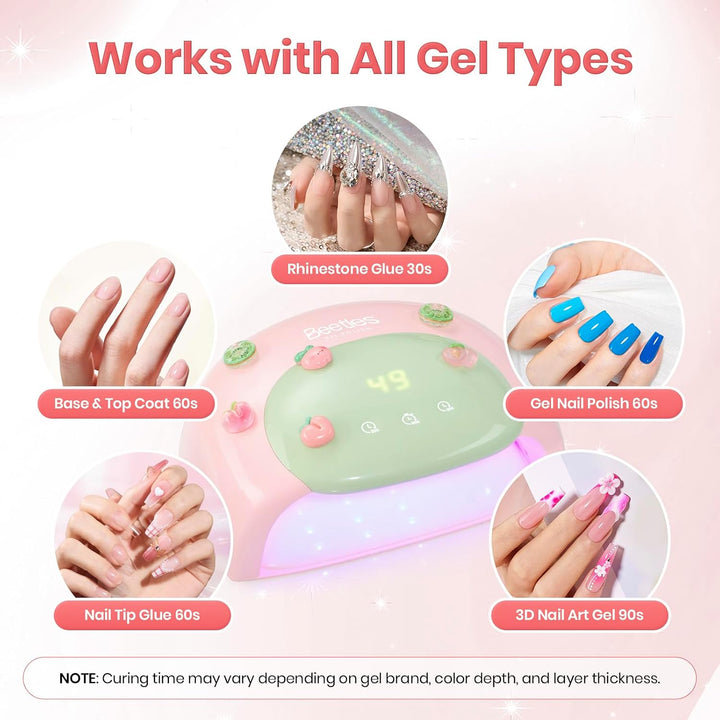 Beetles - Lámpara de uñas UV, luz de uñas de gel rosa caramelo con...