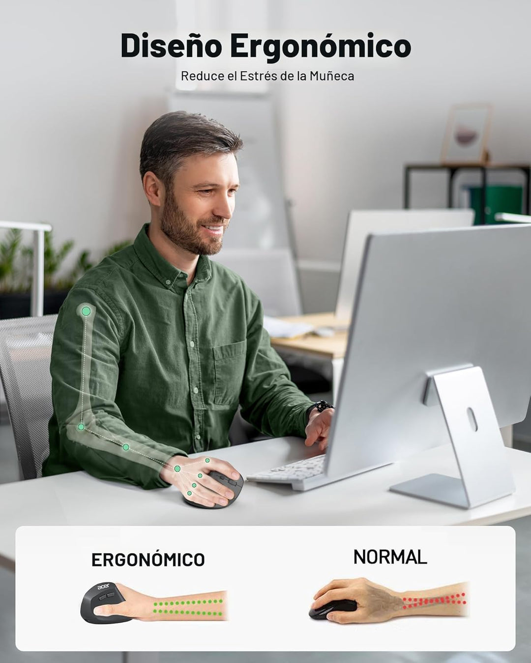 Acer Ratón Ergonómico Inalámbrico, Ratón Vertical con DPI Ajustable...