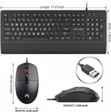 MIKUSO Combo de teclado y mouse con cable de impresión grande para...