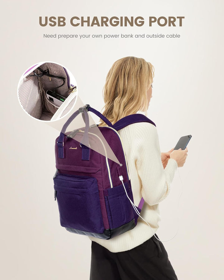 LOVEVOOK - Mochila para laptop de viaje para mujer, bolsa antirrobo...