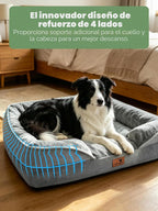 Spotted Play Cama Ortopédica para Perros con Laterales - Camas Sofá para Perros Grandes, Cama Sofá de Espuma de Apoyo para Mascotas con Funda Extraíble Lavable, Forro Impermeable y Base Antideslizante