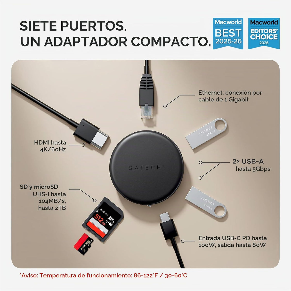 Satechi, ST-POTG7C, hub USB