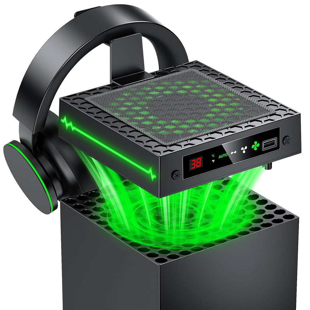 Auto Ventilador de Enfriamiento para Xbox Series X con Pantalla LED de Temperatura y 9 Luces RGB