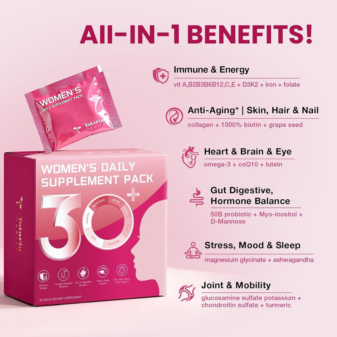 Totaria Multivitamínico para mujeres con vitamina A, B, C, D3, E, K...