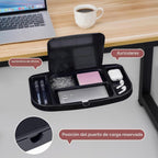 Plataforma de soporte de alfombrilla de mouse con abrazadera, altura ajustable debajo del escritorio, soporte de extensión giratoria de 360°, con 5 compartimentos de almacenamiento, ahorra